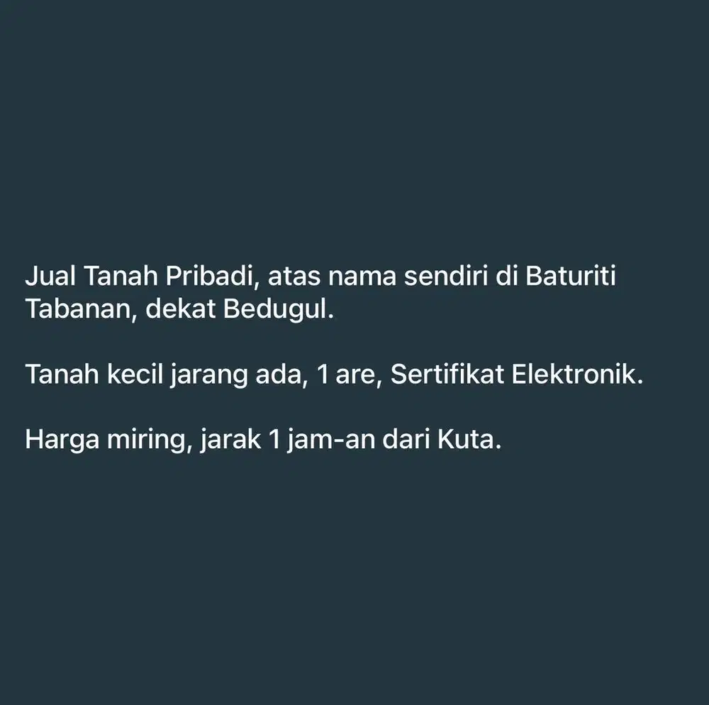 Tanah Kecil daerah Sejuk Jarang ada
