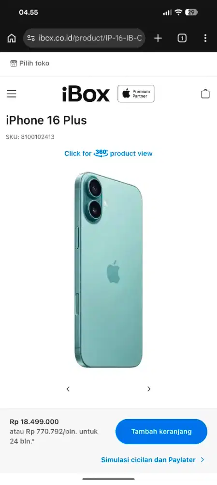 iPhone 16 plus 128gb iBox segelbox resmi