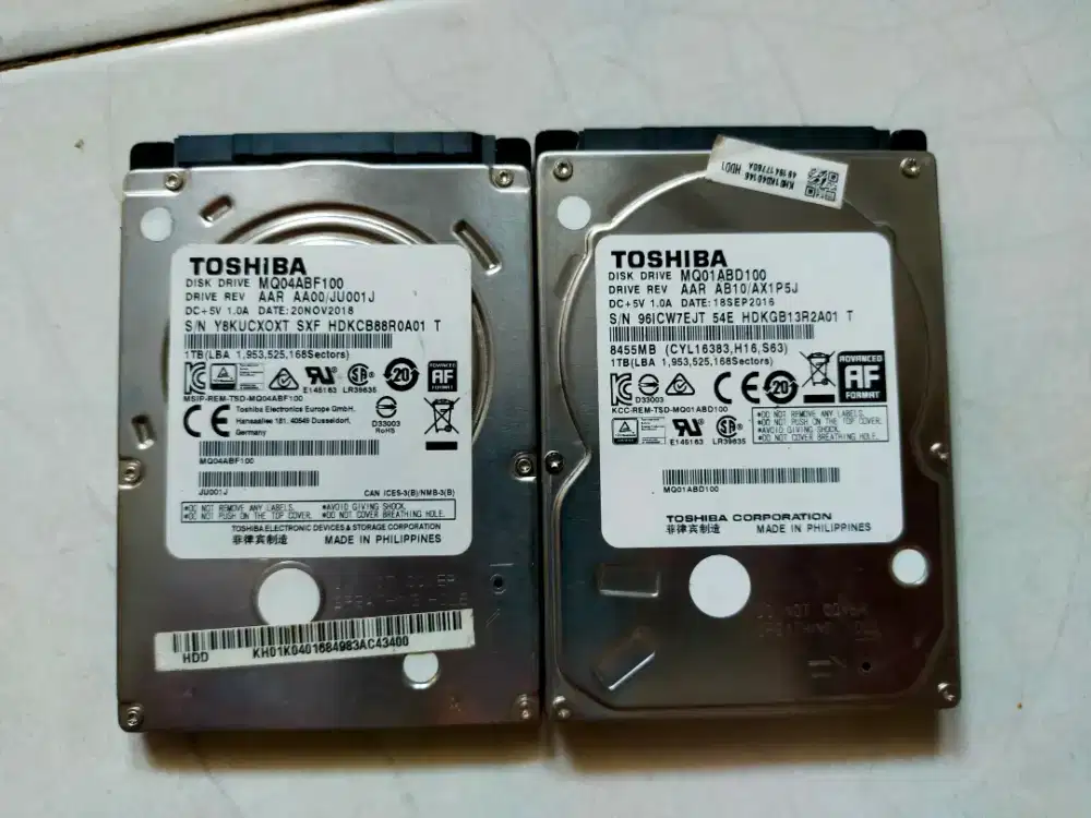 HDD Toshiba 2.5 inch 1TB 2pcs + Ram ddr3 4gb , Ddrl3 8gb