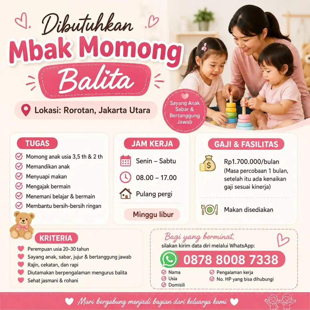 Loker ART Momong Pulang pergi rorotan