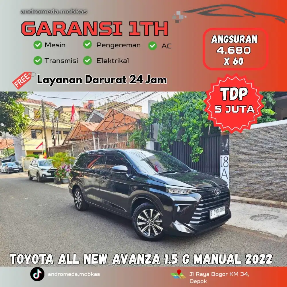 TDP TERMURAH 5 JT TOYOTA ALL NEW AVANZA 1.5 G MT 2022 LOW KM ISTIMEWA