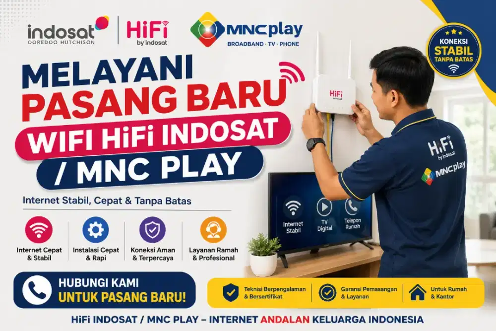 Melayani pasang baru wifi Hifi Indosat/ Mnc Play