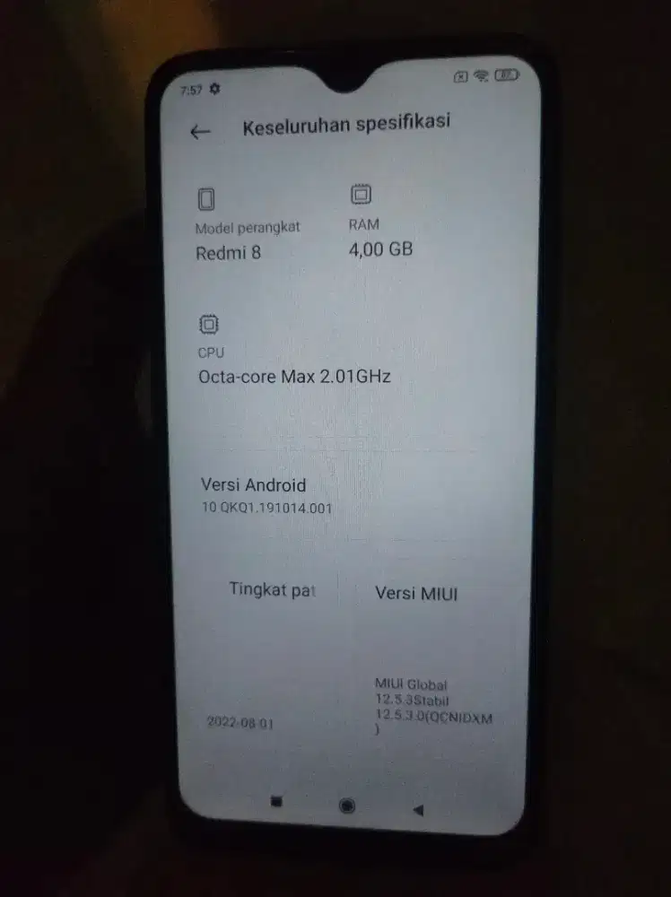 Jual Hp redmi 8 ram 4/64 second
