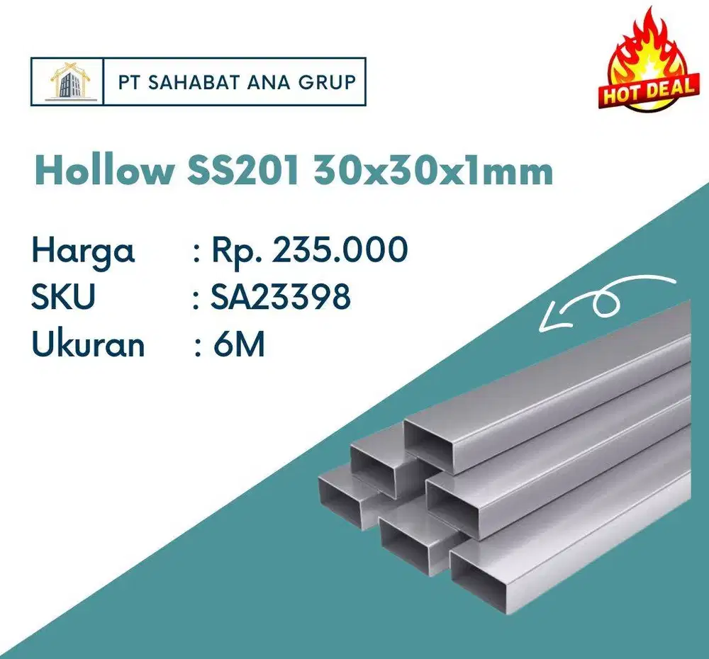 Hollow SS201 30x30x1mm