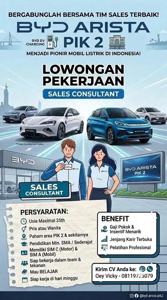 Loker Sales Consulant BYD PIK 2