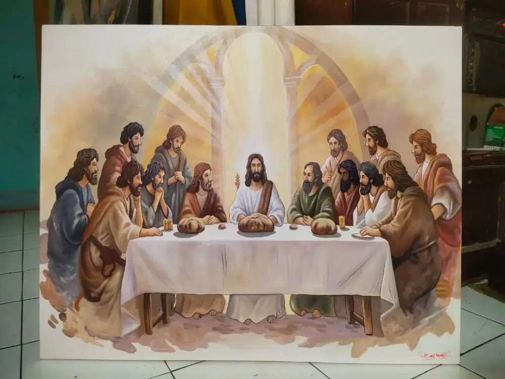 Dijual lukisan kanvas yesus 90x130 cm