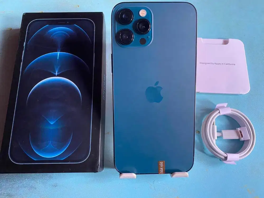 Iphone 12 Pro Max 128gb blue inter all operator fullset mulus no minus
