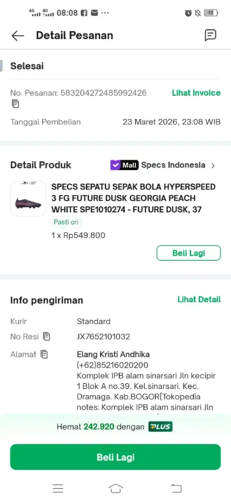 Sepatu bola SPECS size 37