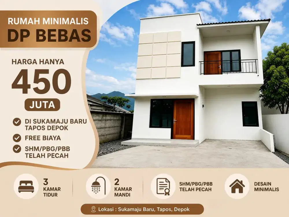 2 Unit Rumah New Non Cluster Dekat Gerbang Tol Cisalak Depok- Free Biaya