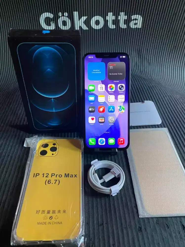 Iphone 12 Pro Max 128gb blue inter all operator fullset mulus no minus