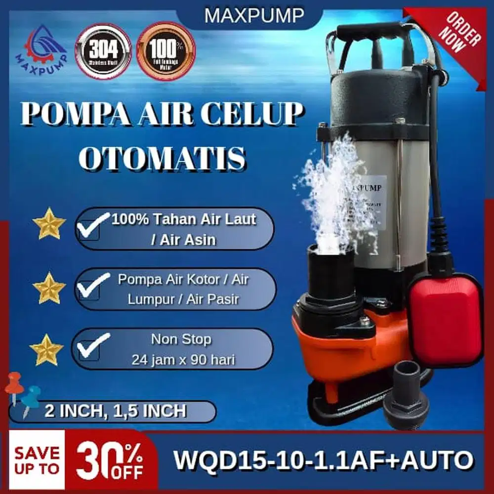 MAXPUMP Pompa Air Celup Otomatis 2 Inch 1.5inch Untuk Air Bersih