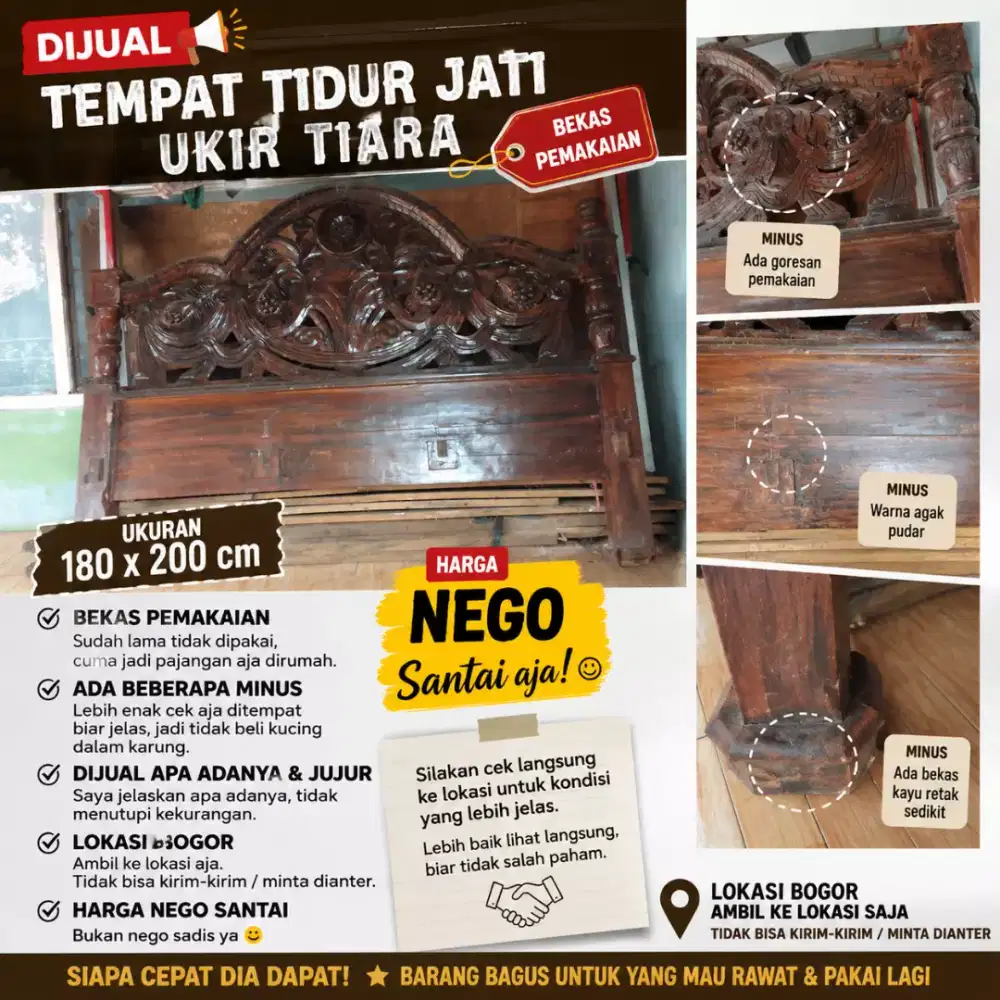Tempat tidur jati ukir Tiara