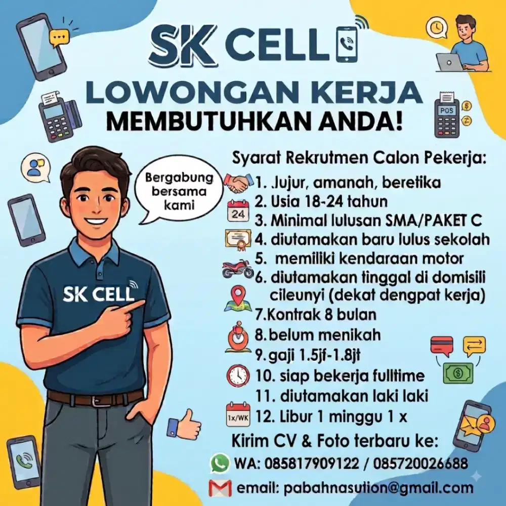 Lowongan crew/penjaga toko konter PPOB