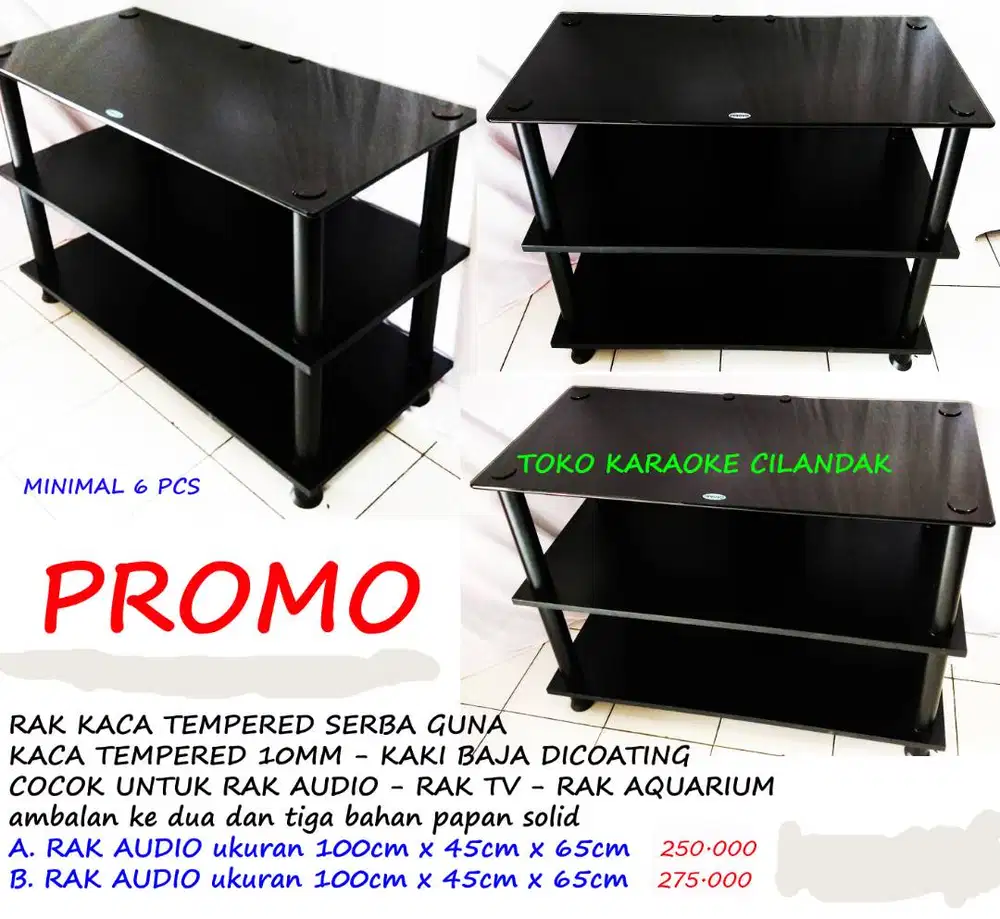 meja audio kaca tampret kualitas bagus promo
