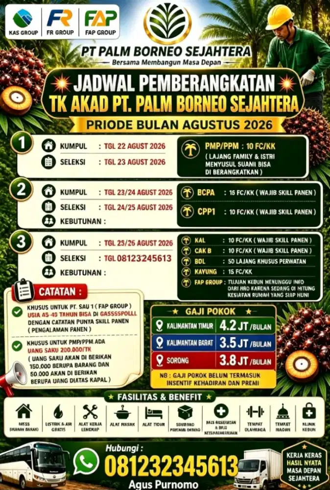 Rekrut tenaga kerja kelapa sawit