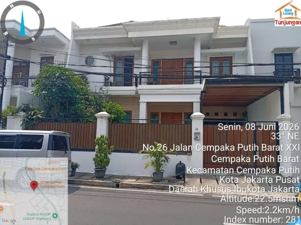 Di Jual Lelang Rumah 2 Lantai di Komplek Sekretariat Negara Ri Jalan Cempaka Putih Barat Xxi , Kelurahan Cempaka Putih Jakarta Pusat