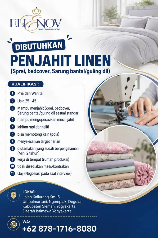 Lowongan Penjahitan Linen