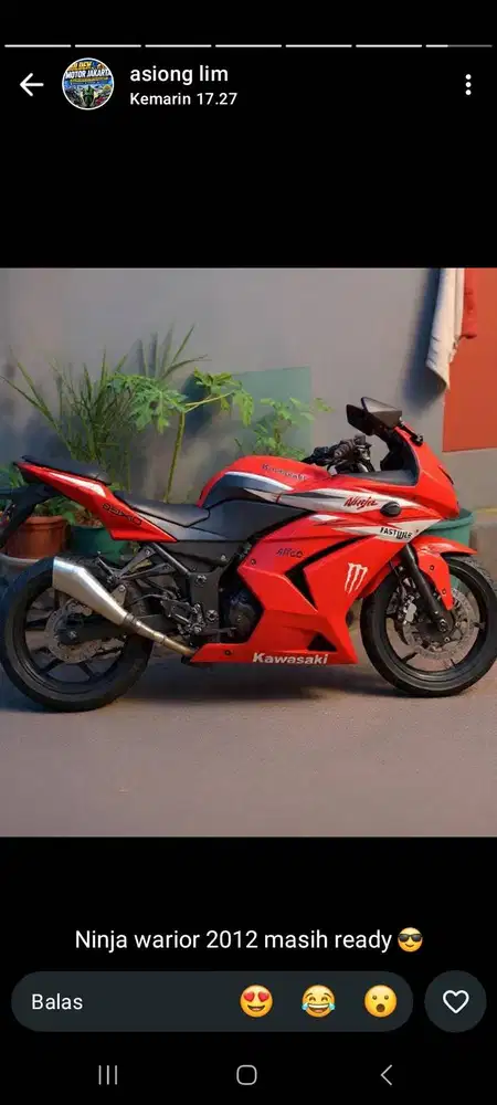 Jual ninja 250cc 2012 surat bpkb aja stnk hilang