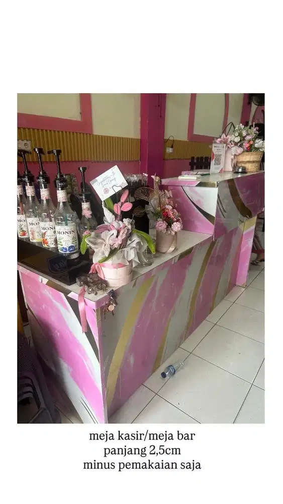 meja bar/kasir ukuran 2,5m