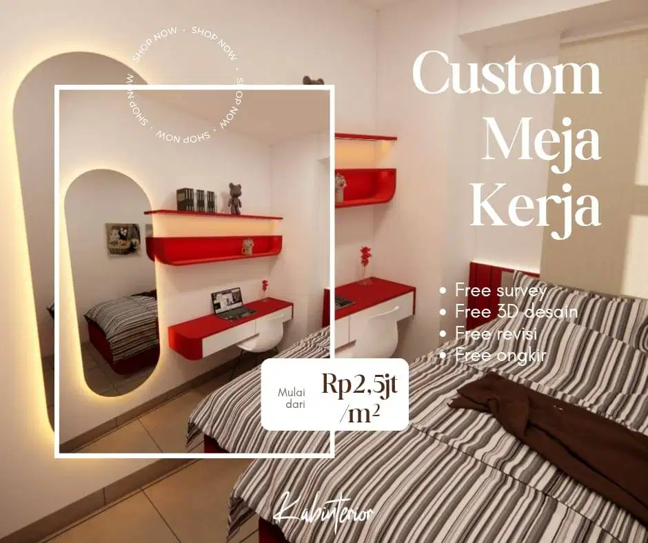 Custom Meja Kerja Minimalist HPL Luar-Dalam