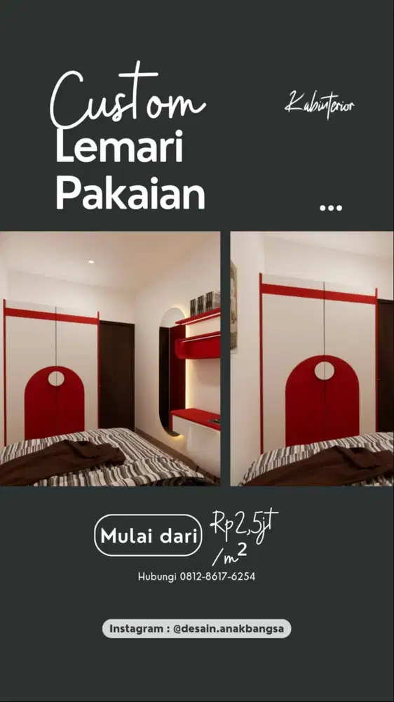 Custom Lemari Pakaian Minimalist HPL
