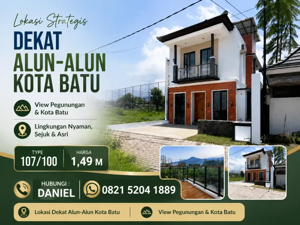 Villa Mewah 1,49M Dekat Alun-Alun Batu + Kolam Renang & Rooftop View 360° | SIAP KASIH PASSIVE INCOME TIAP BULAN