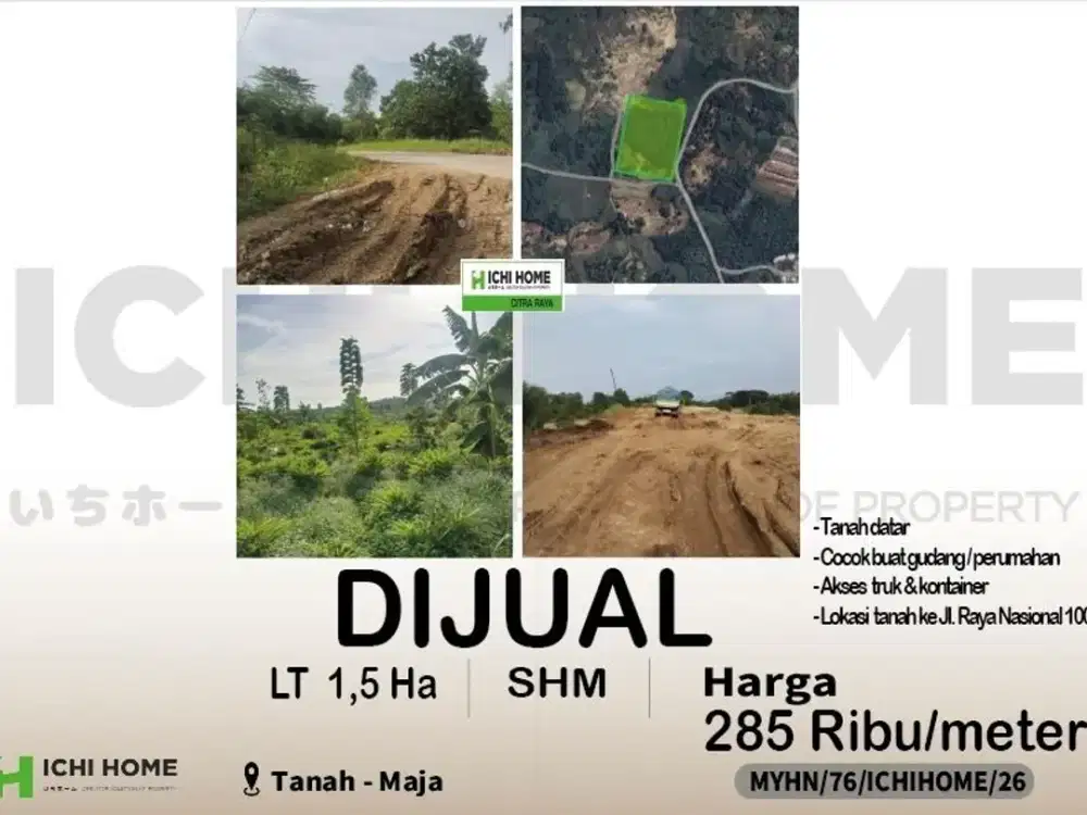 Tanah Datar Cocok Perumahan dan Industri Sudah SHM di Maja Lebak Banten