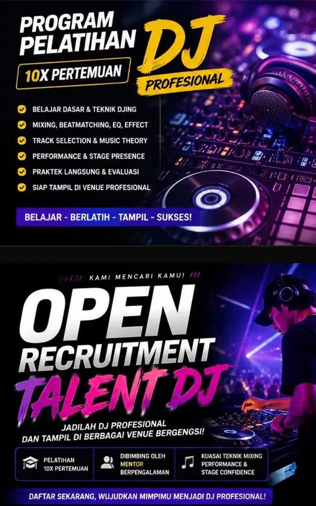 DJ school ternama dilatih sampai mahir dan disalurkan untuk dapat job!