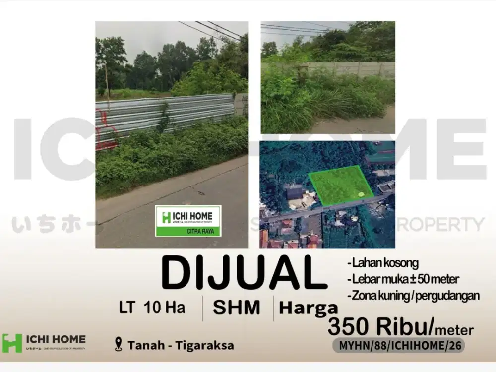Tanah Strategis Zona Kuning SHM di Tigaraksa Tangerang