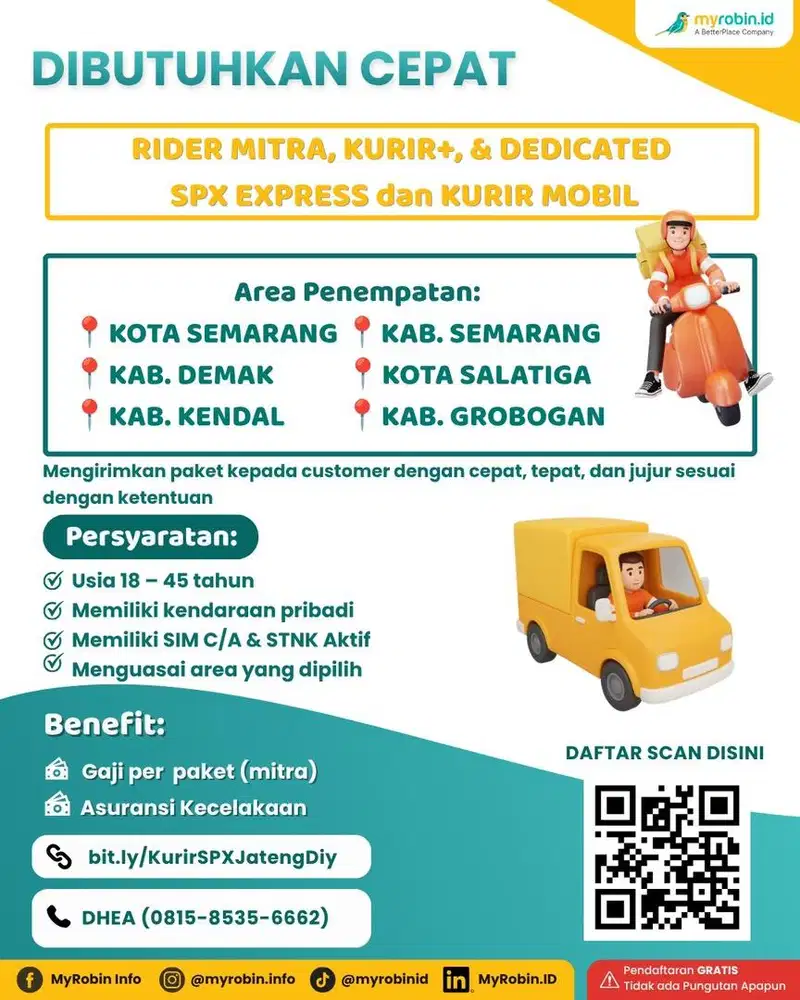 DIBUTUHKAN CEPAT! Rider dan Driver Kurir SPX Express