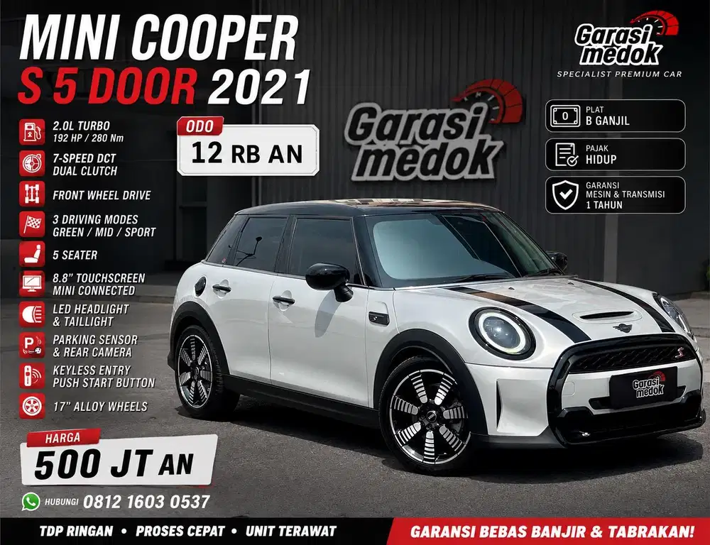 Mini Cooper S 5 Door 2021 Antik Low Km Murah Bekas Turbo Ganjil Silver