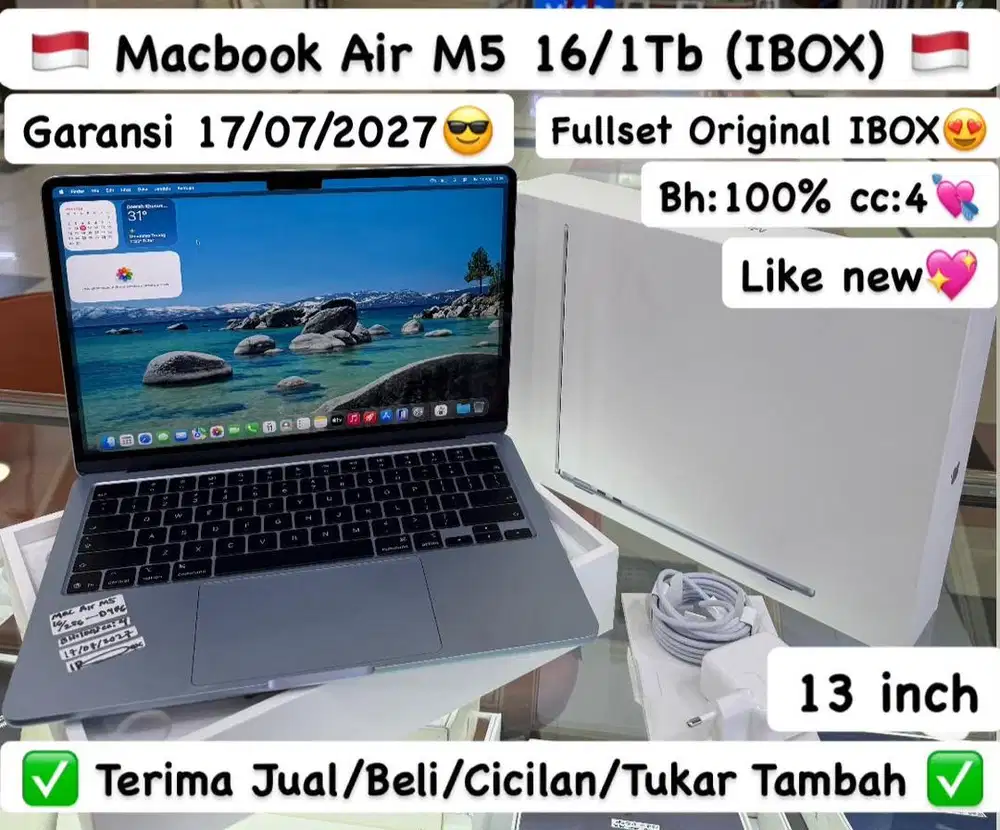 Macbook Air M5 13 inch 16/1 Tb blue ibox garansi panjang