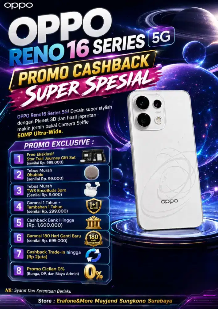 OPPO RENO 16F READY PROMO CB BANK