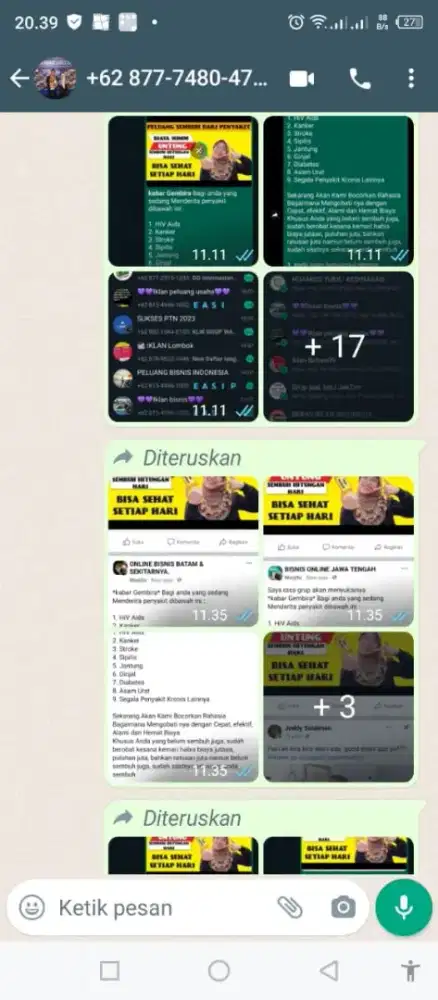 Terima posting sebar iklan ke Group WhatsApp dan FaceBook.