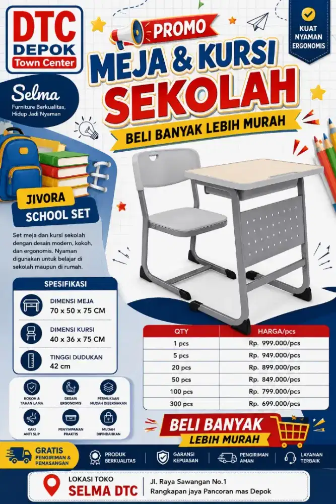 Kursi Belajar Sekolah Ergonomis