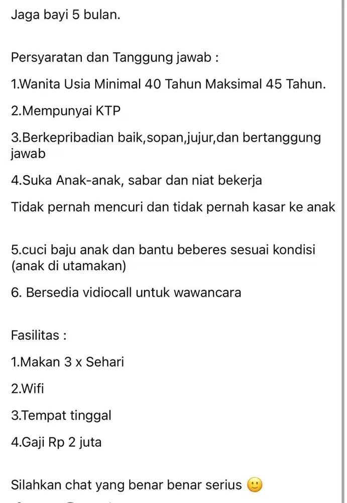 Pengasuh anak dan bantu beberes rumah