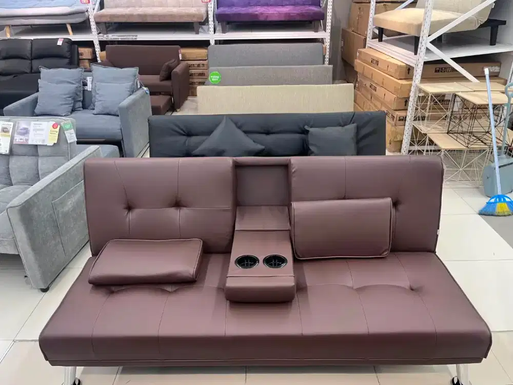 Sofabed kulit brown