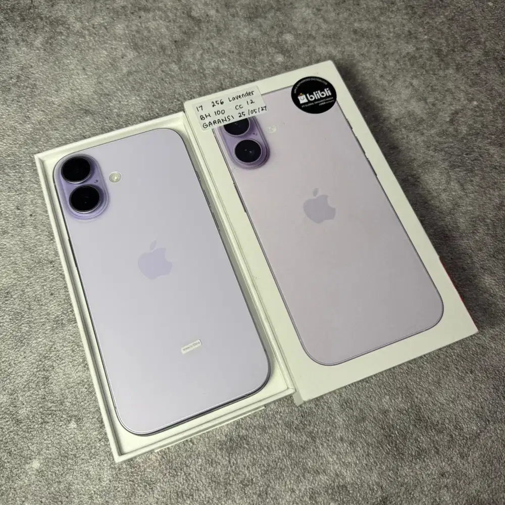 Iphone 17 256GB Lavender Garansi 25/5/27 BH 100 CC 12 Ibox