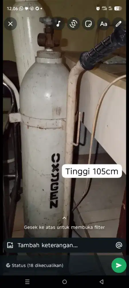 Tabung Oxygen 1 tabung Tinggi 105cm