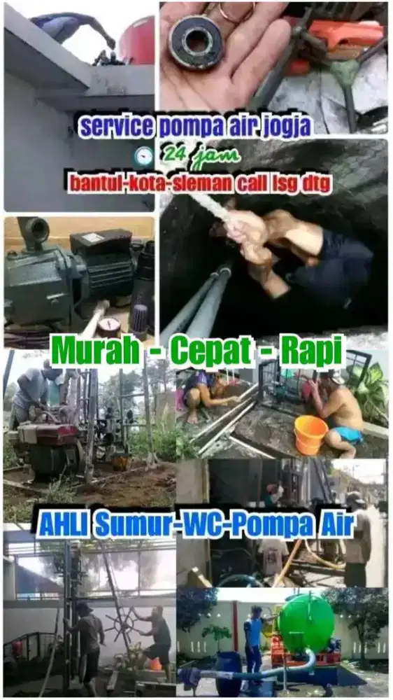 SERVICE SERVIS POMPA AIR 24 JAM SUMUR BOR JOGJA SUNTIK GALI  SEDOT WC