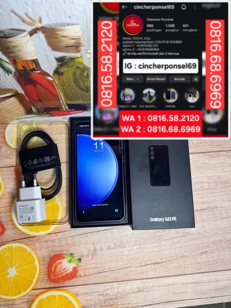 Jual hp likenew tangan pertama samsung S23 fe 8/256 super istimewa