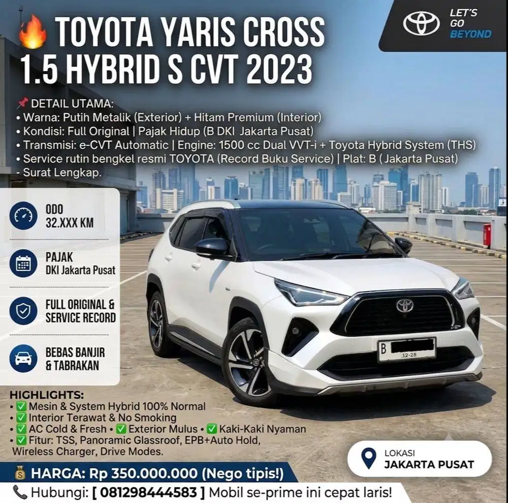 TOYOTA YARIS CROSS 1.5 HYBRID S CVT 2023 - SUPER IRIT, MODERN