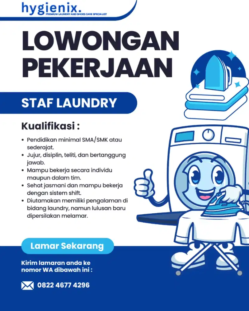 Dicari URGENT Produksi Laundry