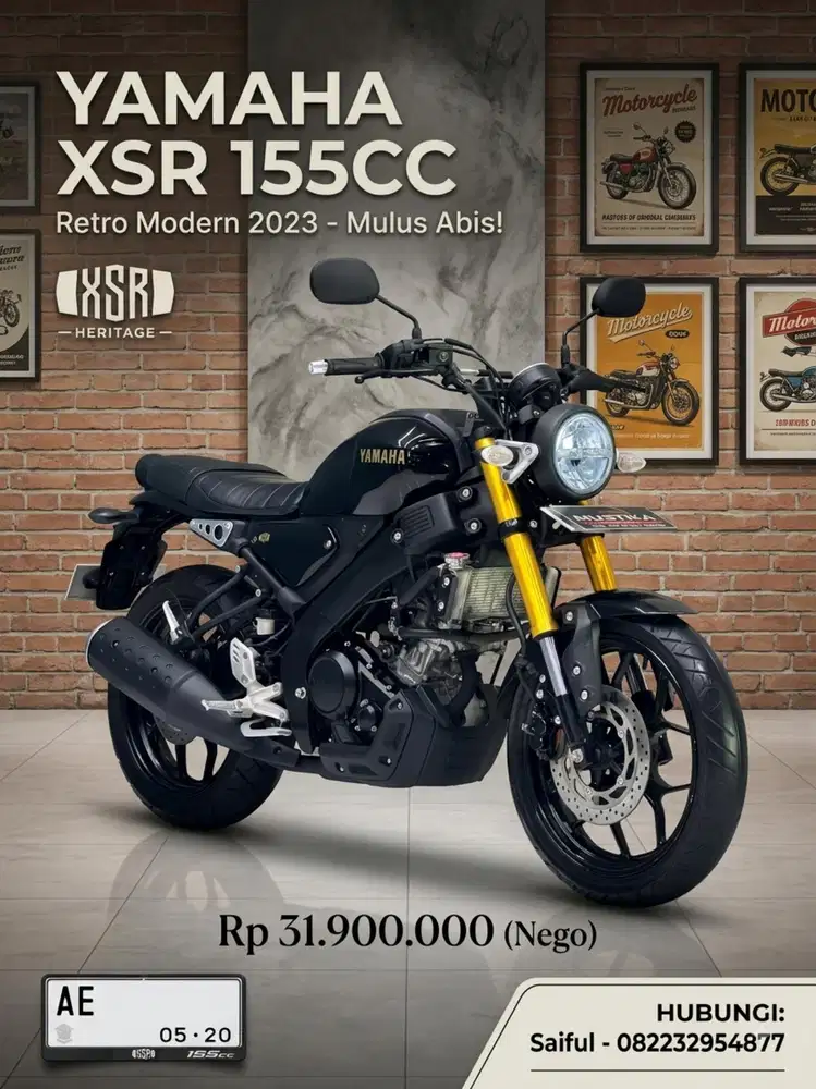Perfect Condition!!Yamaha XSR 155cc 2023 Black Plat Jatim-Mustika