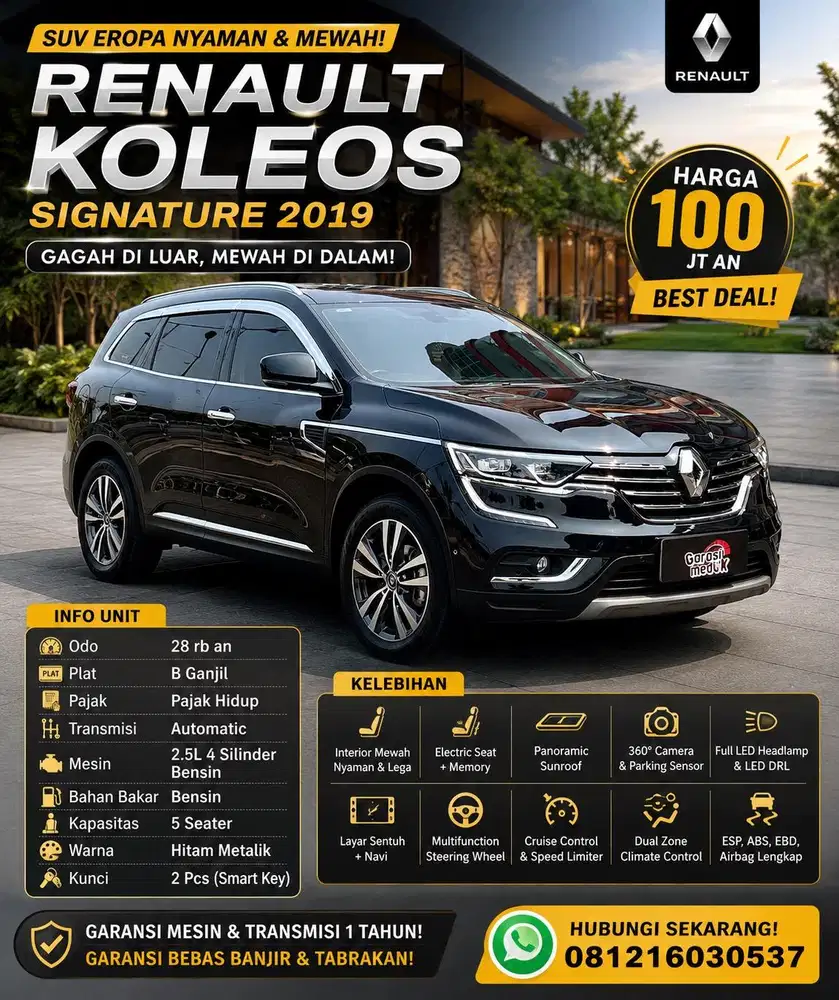 Renault Koleos Signauture 2019 Antik Low KM Murah Bekas Ganjil Hitam