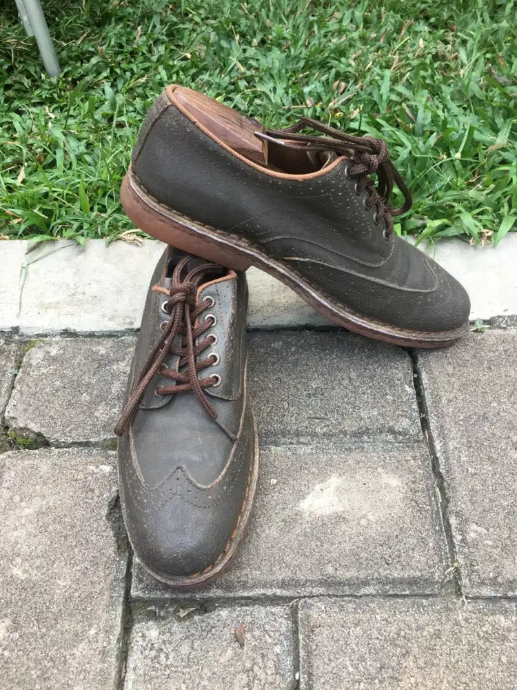 Wingtip Brogue Coklat Hijau Army 2 Warna Size 40 Vintage