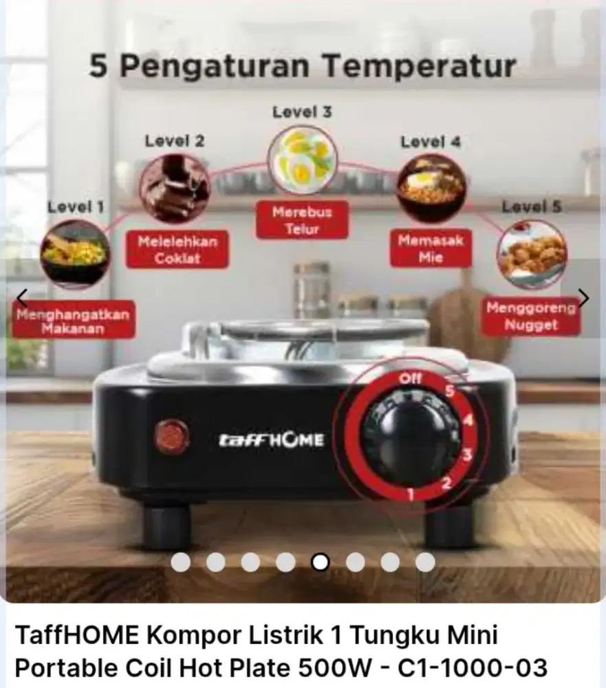 TaffHome Kompor Listrik 1 Tungku Kini Portable Coil Hot Plate 500W
