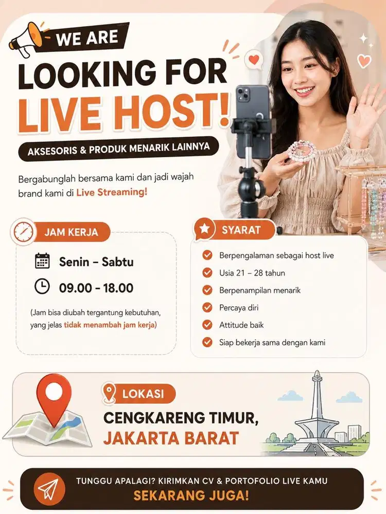 Di Cari Host Live, lokasi cengkareng, jakarta barat