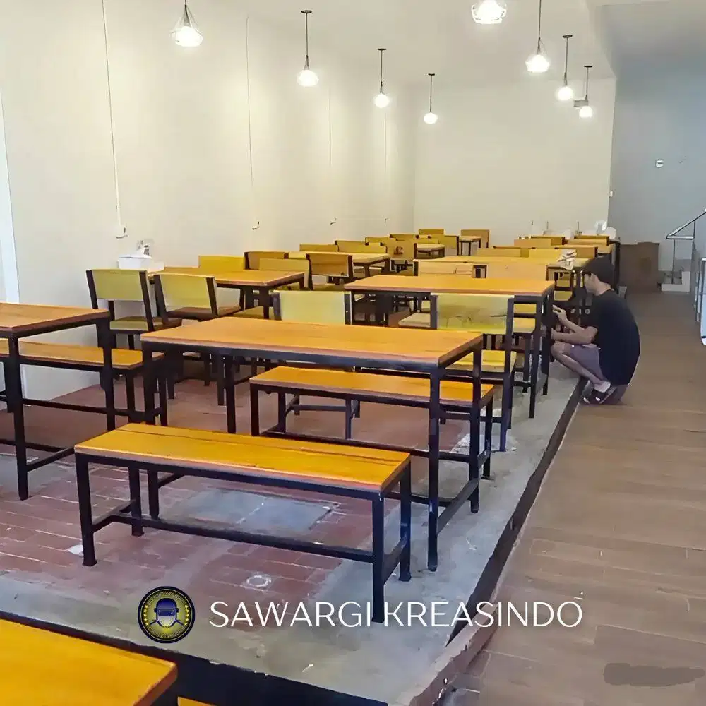 Meja + 2 Kursi Cafe, Tempat Nongkrong | Kokoh dan Cocok untuk Usaha