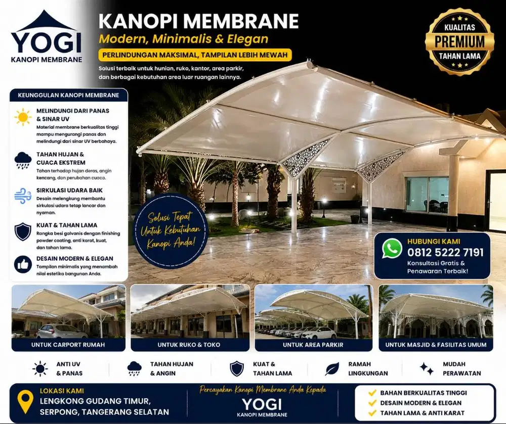 Pasang Atap Kanopi Membrane untuk Rumah & Ruko